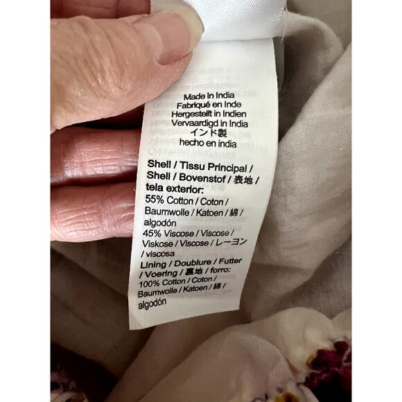 J.Crew skirt size M tiered midi floral burgundy/yellow elastic waiset adjustable - Picture 7 of 10